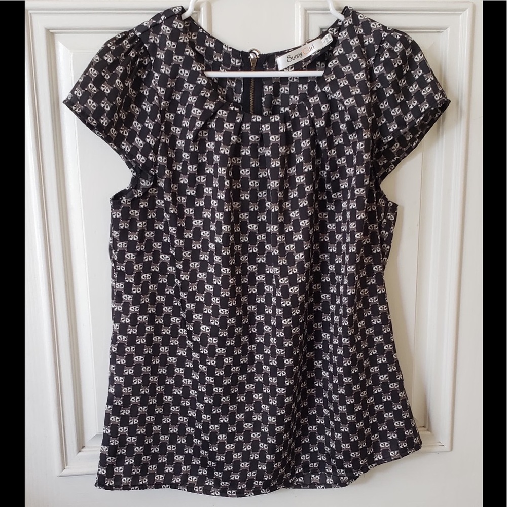 ModCloth Sunny Girl Raccoon Print Top
